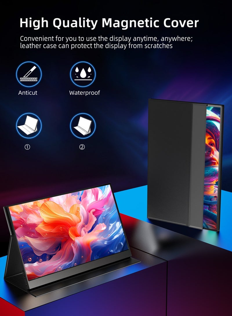 أوبيرفكت شاشة محمولة UPERFECT شاشة محمولة مقاس 15.6 بوصة 60 هرتز 1920 × 1080 FHD IPS IPS USB C ومنفذ HDMI صغير، شاشة ثانية رفيعة للغاية للكمبيوتر المحمول/الهاتف/وحدة التحكم في الألعاب، قابلة للتركيب VESA - Image 5