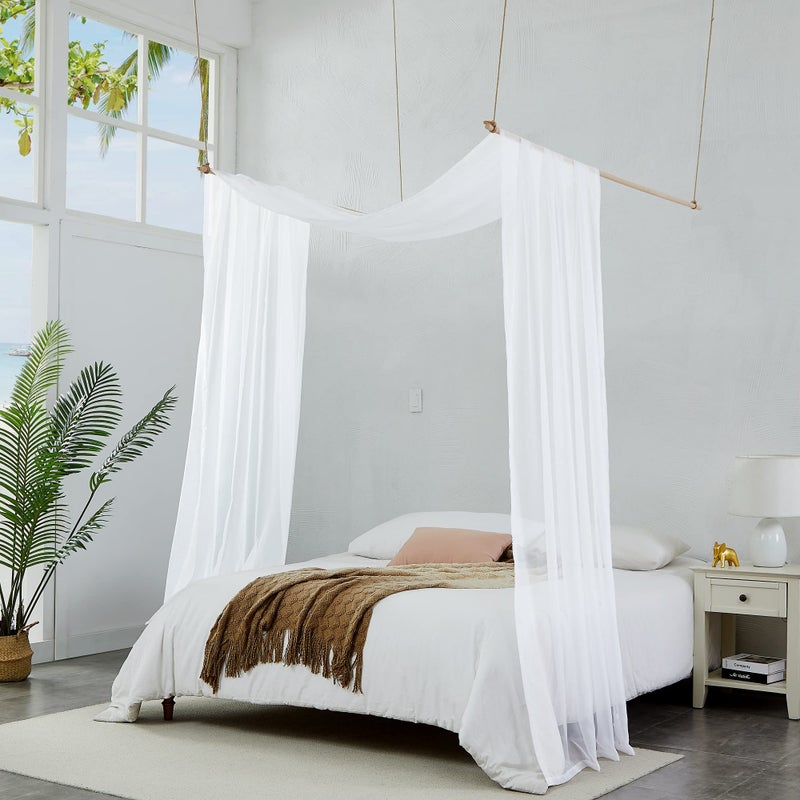 Warm Home Designs Warm Home Designs White Bed Canopy Curtains in 55 x 144 Inch Size Our Twin Canopy Bed Curtains Work Great as Kids Canopy Bed Scarf Bed Curtain or to Enhance Bed Decor BC White 144 