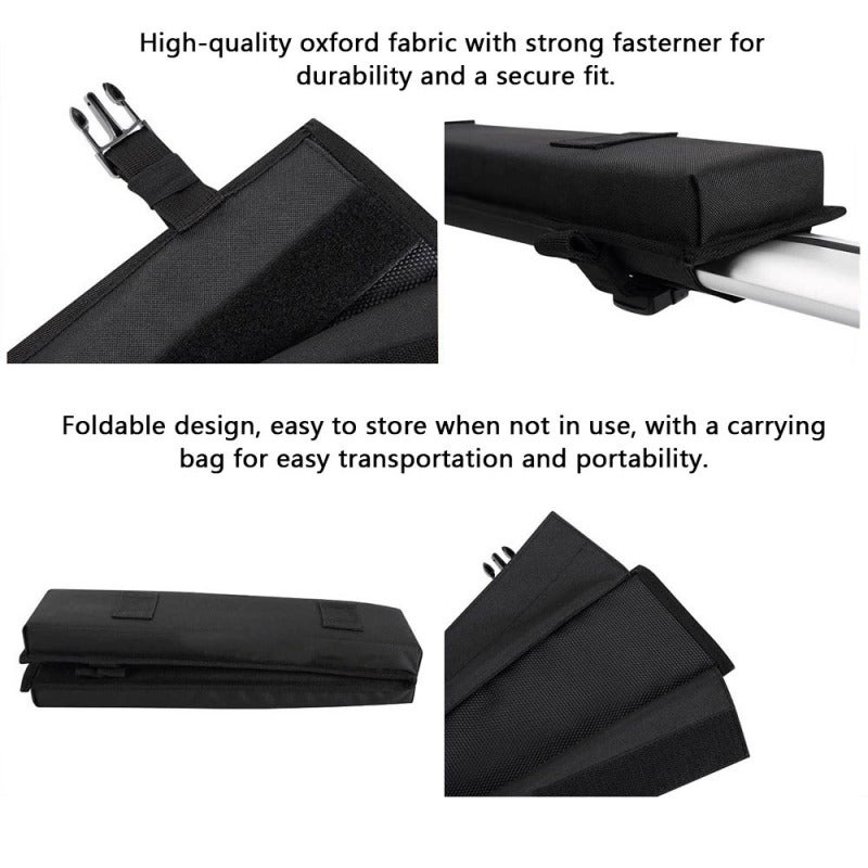 Car Soft Roof Rack Pads: Black High-quality Oxford Fabric, Foldable Design - Easy To Install, With 2 Tie Down Straps, 2 Tie Down Ropes, 2 Quick Loop Straps For Cars With Cross Bars, Kayak, Surfboard T - Image 4