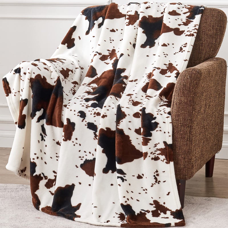 Edenleaf Soft Cow Print Blanket, Ultra Cozy Cow Throw Blanket for Couch Bed and Travel, Cow Decor Throw Blankets for All Seasons 50"x60" - Image 1