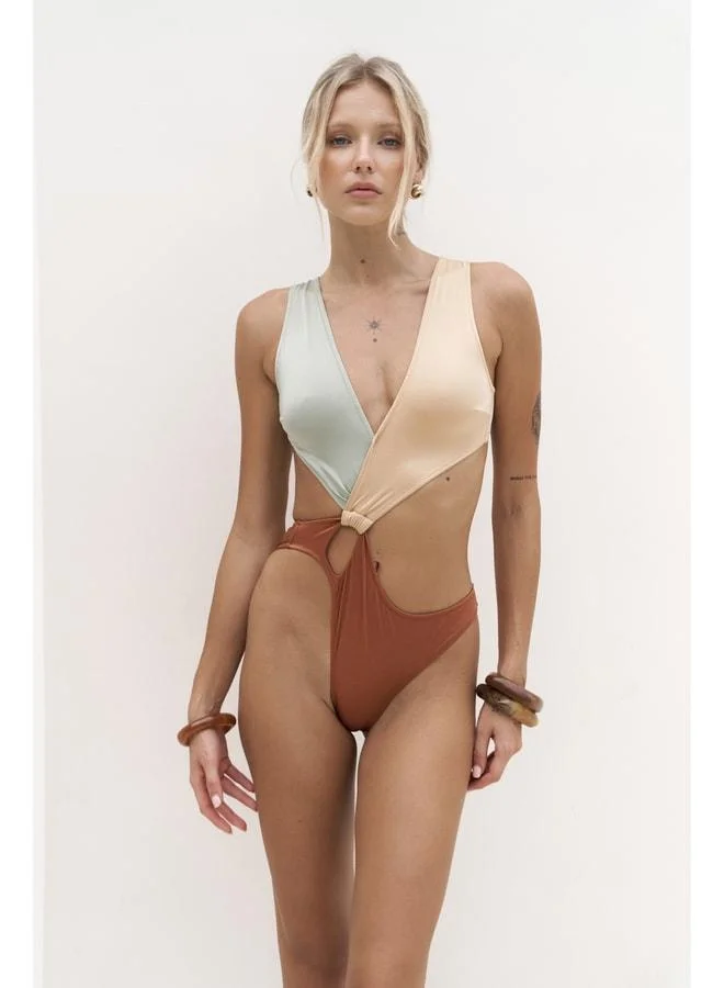 Zahra Color-Block Tile Maillot
