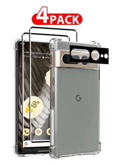 CATANES 4 Packs For Google Pixel 7 Pro TPU Case and 2 Screen Protectors and Camera Lens Protector Clear Anti-Yellowing Transparent Shockproof Protective Phone Case Scratch Resistant Reinforced Corners Cover  - Image 1