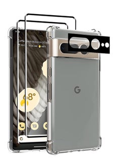 CATANES 4 Packs For Google Pixel 7 Pro TPU Case and 2 Screen Protectors and Camera Lens Protector Clear Anti-Yellowing Transparent Shockproof Protective Phone Case Scratch Resistant Reinforced Corners Cover  - Image 2