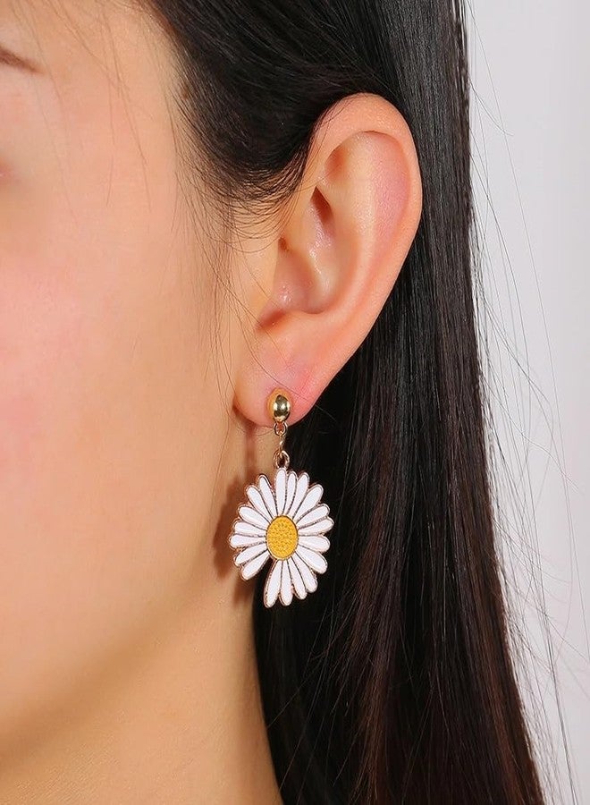 El Regalo 2 Pairs Daisy Flower Earrings for Girls & Women- Cute Yellow & White Flower/Floral Earrings - Image 5