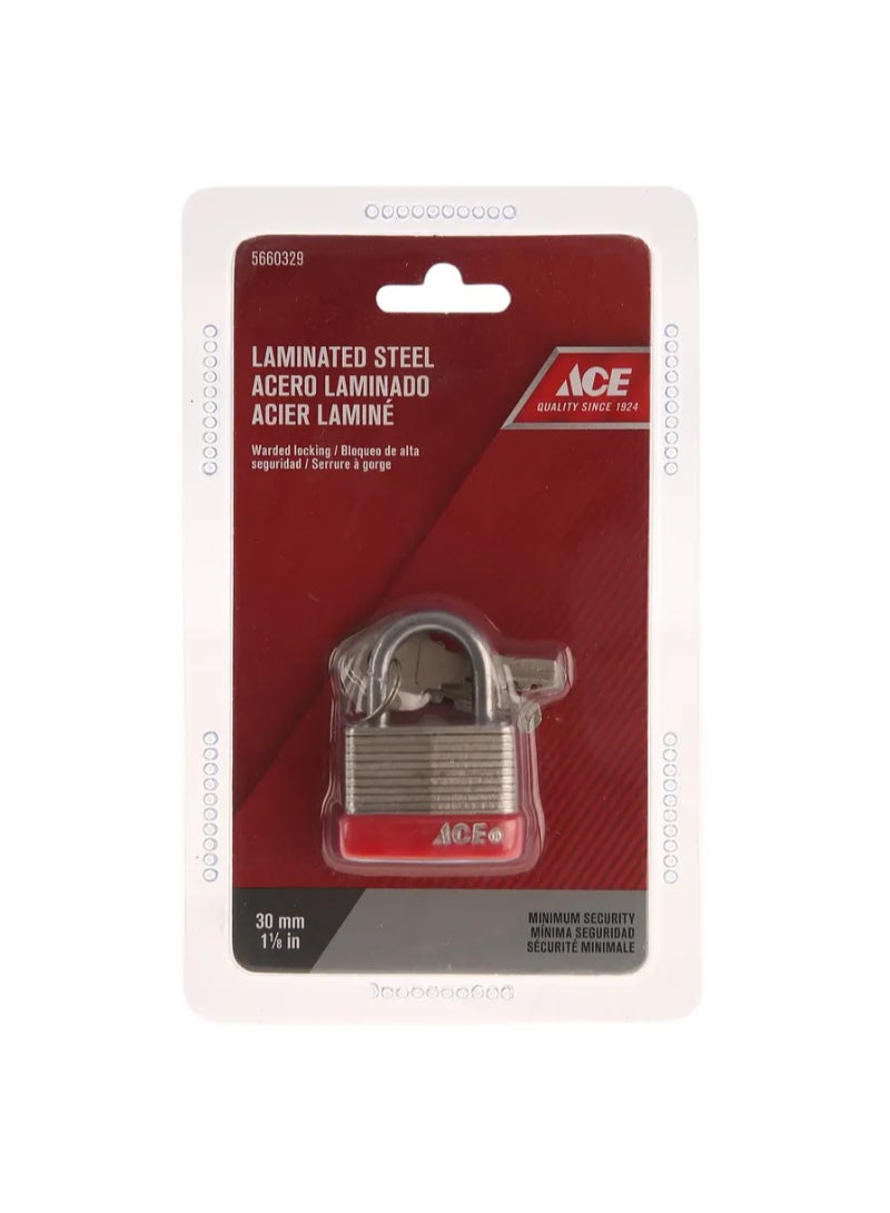 Ace Laminated Steel Warded Padlock 30mm