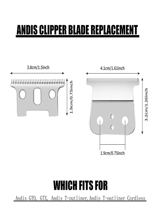 GERILKAI T Outliner Blades fits for Andis T Outliner, G, GO, GTO, GTX, Headliner LS2, LS3 Replacement,clipper blades,Already assembled（1 Pack Silver） - Image 2
