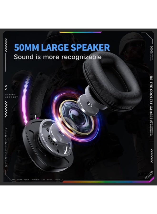 onikuma X33 RGB Gaming Headset – 50mm Stereo Drivers, Noise Cancelling Microphone, RGB Lighting & Multi-Platform Gaming Headphones (Black) - Image 4