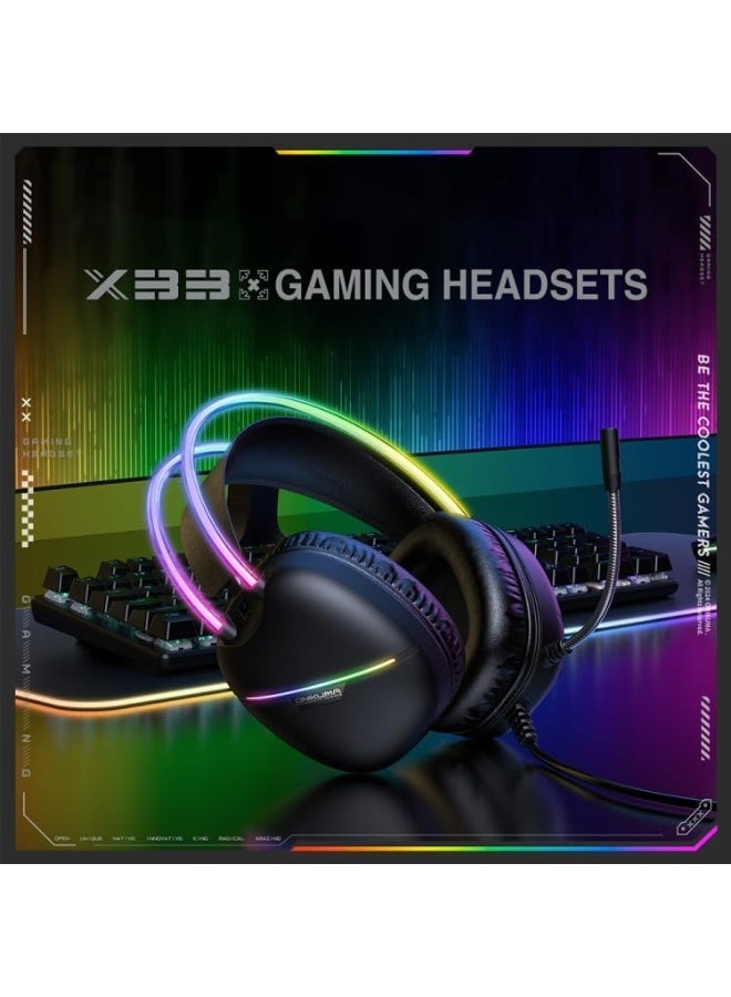 onikuma X33 RGB Gaming Headset – 50mm Stereo Drivers, Noise Cancelling Microphone, RGB Lighting & Multi-Platform Gaming Headphones (Black) - Image 5