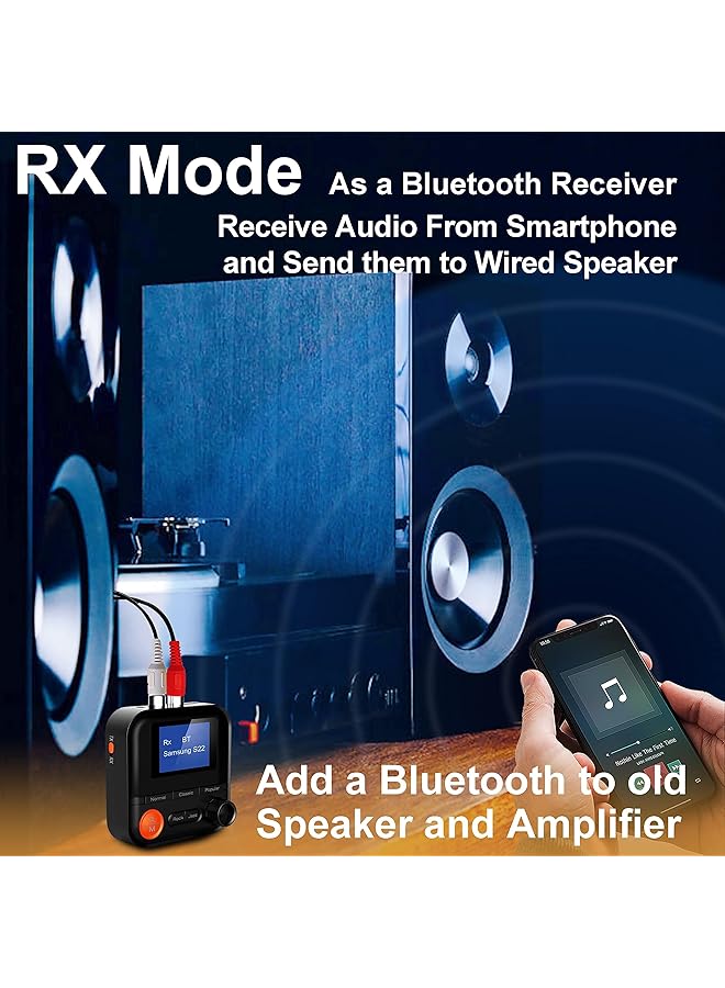 Excefore Bluetooth Transmitter And Receiver With Lcd Screen, Versatile 2-In-1 Adapter, 5 Eq Modes, Tf Card Support, 3.5Mm Aux Rca, Ideal For Tv, Pc, Car, Mp3, Cd Player, Speaker, Headset - Image 3