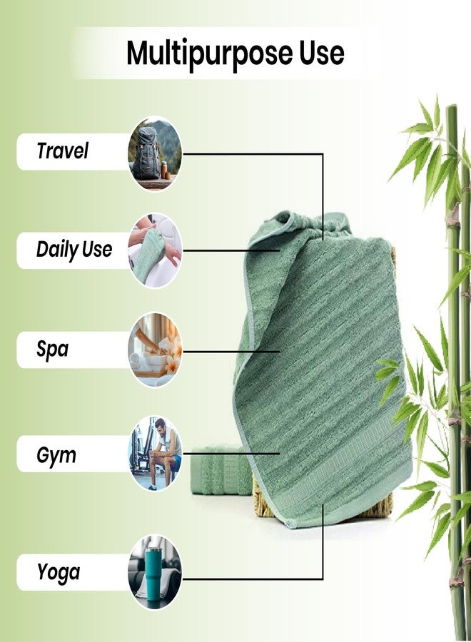 Mush Bamboo Hand Towels Set of 2 | 100% Bamboo Gym Towel for Men/Women Workout | Ultra Soft, Absorbent & Quick Dry Towel for Gym, Travel, Sports and Yoga | 40 X 60 cms | 600 GSM (Green) - Image 5