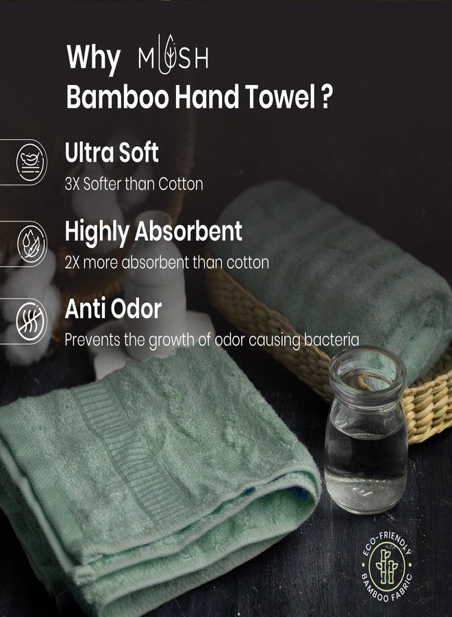 Mush Bamboo Hand Towels Set of 2 | 100% Bamboo Gym Towel for Men/Women Workout | Ultra Soft, Absorbent & Quick Dry Towel for Gym, Travel, Sports and Yoga | 40 X 60 cms | 600 GSM (Green) - Image 2