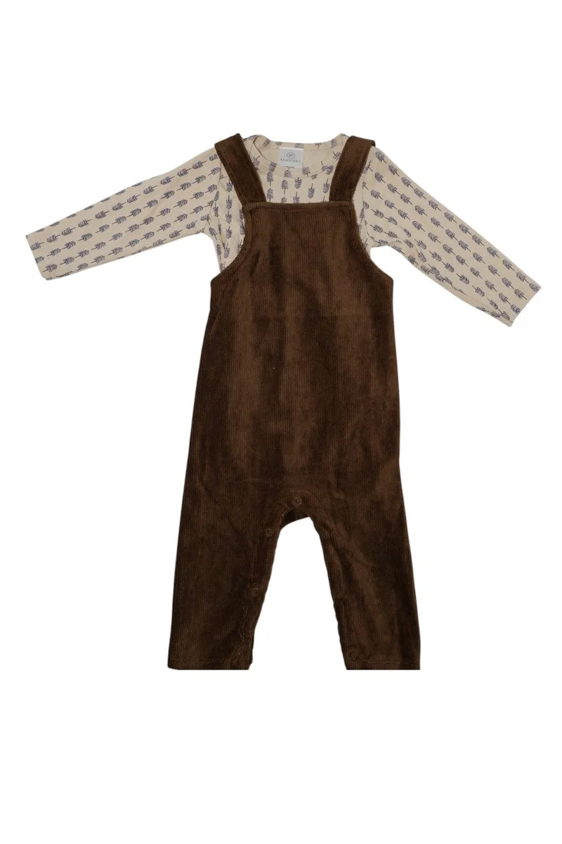 Bambimici Bambimici Jumper Set Bodysuit Pattern Print - Dark Brown