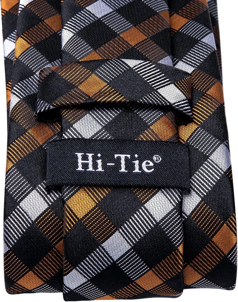 Hi-Tie Men's Tie Sets Silk Paisley Striped Necktie Pocket Square Cuff-links Sets Wedding Business Holiday - Image 5