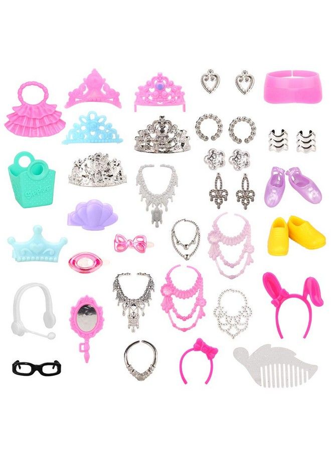 Barwa 40 قطعة من حقائب إكسسوارات الدمية وقلادات التاج ومشط الدمية مقاس 11.5 بوصة كهدية عيد الميلاد - Image 2