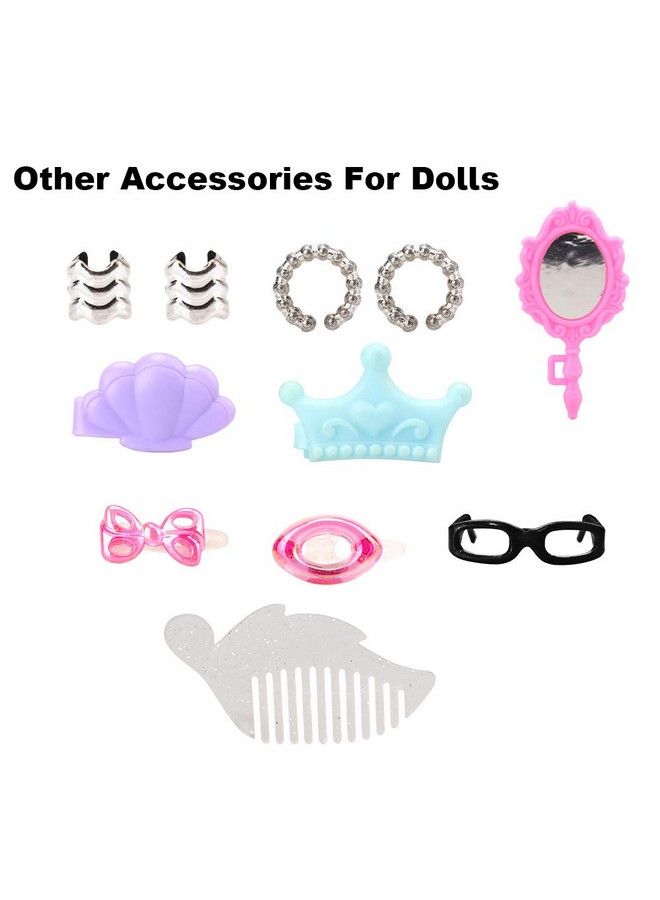 Barwa 40 قطعة من حقائب إكسسوارات الدمية وقلادات التاج ومشط الدمية مقاس 11.5 بوصة كهدية عيد الميلاد - Image 4