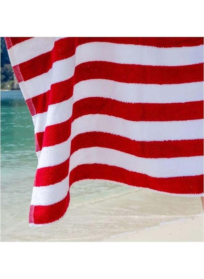 SIGNOOLA Beach Towel Striped 180x70 cm-White-Red  - Image 4