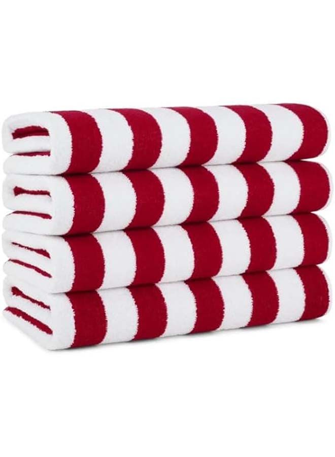 SIGNOOLA Beach Towel Striped 180x70 cm-White-Red  - Image 1