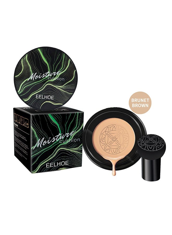 EELHOE Mushroom Head Air Cushion BB Cream Facial Concealer Brightening And Moisturizing Natural Nude Makeup Foundation (Dark Brown)  - Image 1
