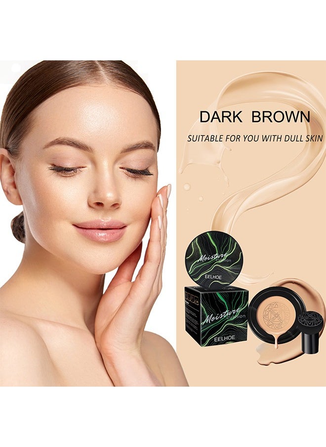EELHOE Mushroom Head Air Cushion BB Cream Facial Concealer Brightening And Moisturizing Natural Nude Makeup Foundation (Dark Brown)  - Image 2
