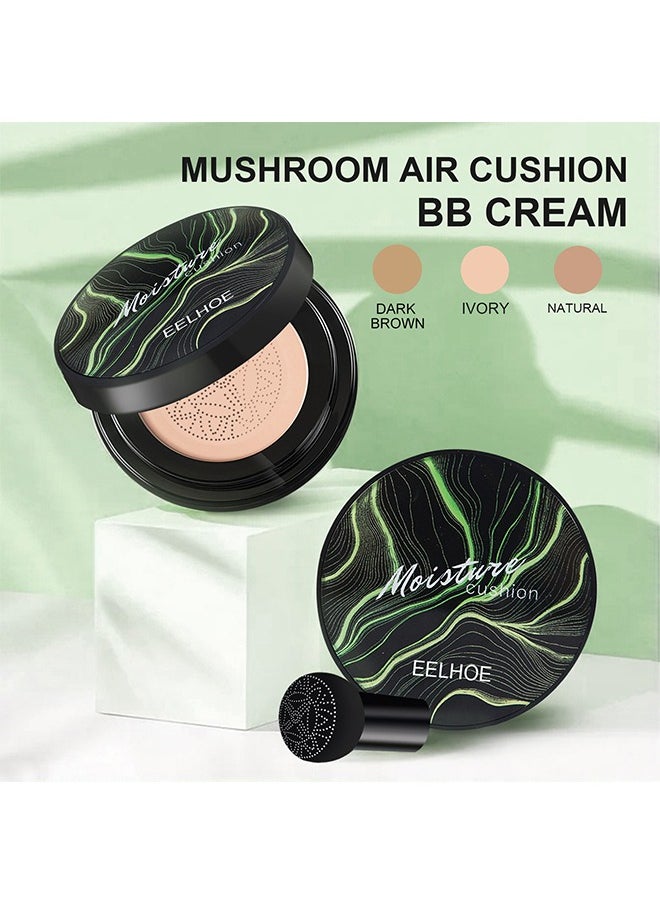 EELHOE Mushroom Head Air Cushion BB Cream Facial Concealer Brightening And Moisturizing Natural Nude Makeup Foundation (Dark Brown)  - Image 3