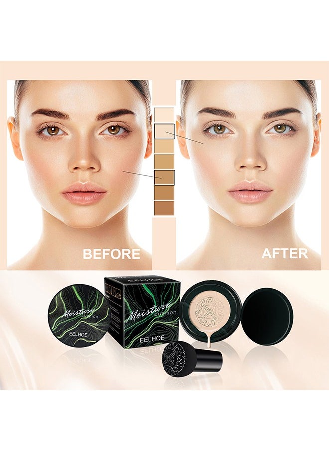 EELHOE Mushroom Head Air Cushion BB Cream Facial Concealer Brightening And Moisturizing Natural Nude Makeup Foundation (Dark Brown)  - Image 4