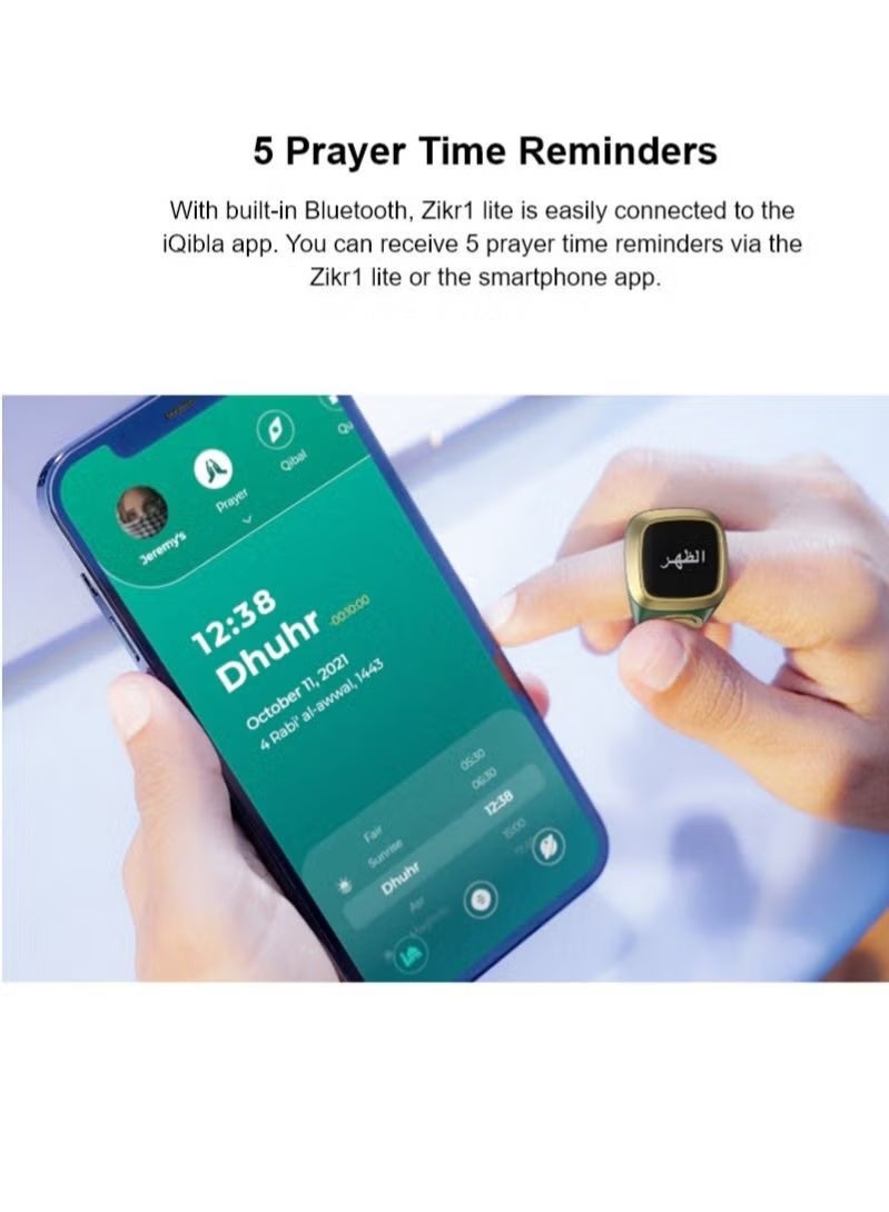 18mm Zikr Ring Smart Ring with Vibration Reminder Tasbih Counter and Bluetooth Connection for Exclusive IQIBLA App and 5 Daily Prayer Reminders - Image 2