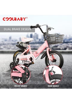 Cool Baby Style Kids Bike with Hand Brake and Basket for Ages 3-9 Years Girls  Princess Bikes Bicycles with Training Wheels and Fenders, Children Bicycle  - Image 3