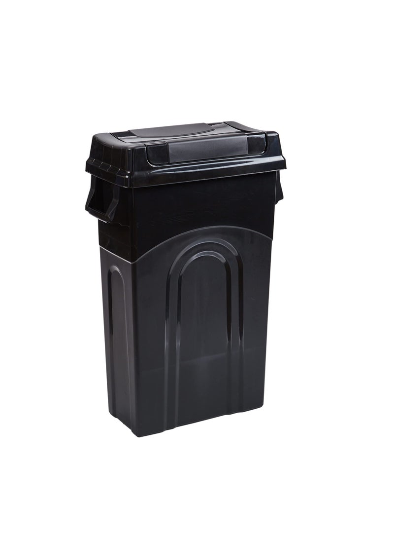 United Solutions United Solutions Highboy Waste Container with Swing Lid 23 Gallon Space Saving Slim Profile and Easy Bag Removal Handles for Easy Carrying IndoorOutdoor Use Black 1Pack 