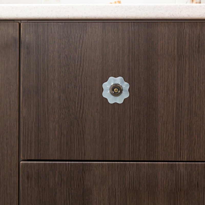 White And Light Blue Ceramic Pumpkin Cabinet Knobs Set Of 2 Drawer Pulls Hardware - Image 5