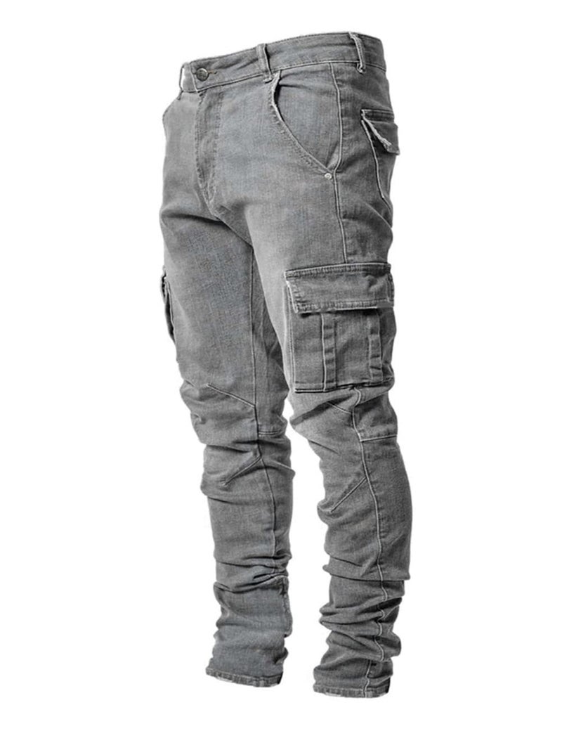 HUNGSON Men's Slim Fit Jeans 7 Pockets Stretch Skinny Denim Pencil Pants Nova Fashion - Image 1