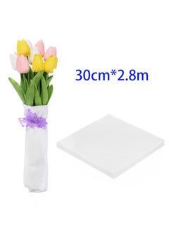 Aikanbo 30cm*2.8m Flower Water Absorbent Cotton，Flowers Wrapping Paper，Fresh Flower Water Retainer Cotton for Florist Supplies，Flower Water Tube Replacement（White）  - Image 1