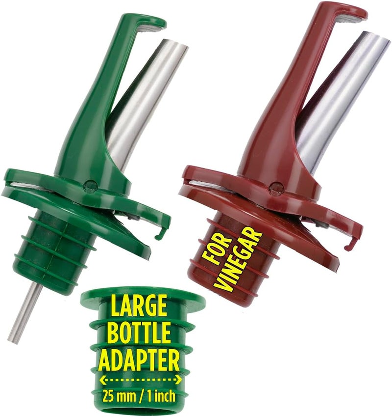 Poura Oil and Vinegar Dispenser Spouts | Airtight ClickSeal BPA Free Bottle Pourers Keeps Oil Fresh with Built-in Caps | Use Your Own Bottles as Vinegar Dispensers | Dishwasher Safe - Image 1