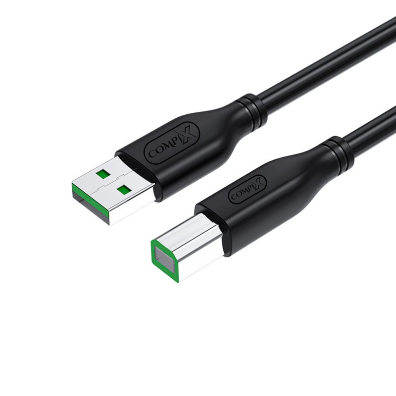 COMPIX USB 2.0 Printer Cable 3M (A to B), High-Speed 480Mbps, Silver-Plated & Triple Shielded Braided Cord for HP DeskJet, Laptop, Canon, Brother, Lexmark, Envy, Scanner, Fax, Digital Piano, PC - Image 1