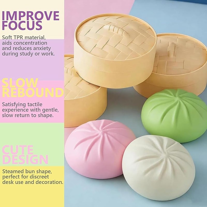 Dumpling Squishy, Mystery Squishy Dumpling Box, Sensory Stress Ball Squeeze Toys for Stress Relief, Cute Soft Decompression Dough, Easter Gift (Yellow) - Image 3