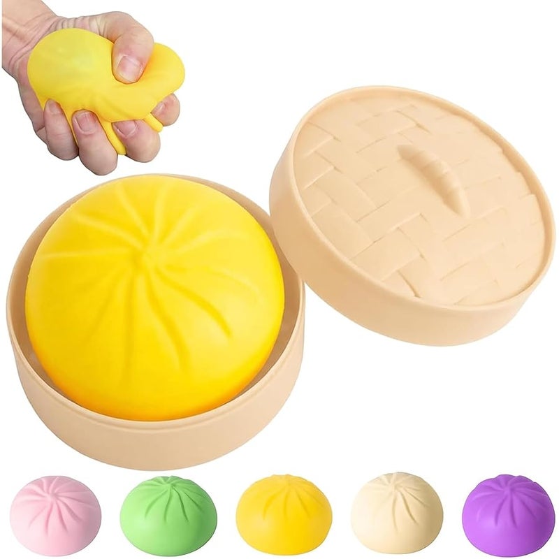 Dumpling Squishy, Mystery Squishy Dumpling Box, Sensory Stress Ball Squeeze Toys for Stress Relief, Cute Soft Decompression Dough, Easter Gift (Yellow) - Image 1