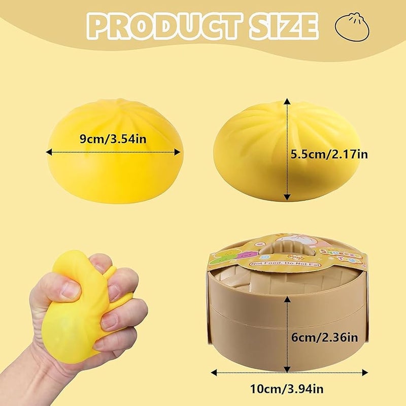 Dumpling Squishy, Mystery Squishy Dumpling Box, Sensory Stress Ball Squeeze Toys for Stress Relief, Cute Soft Decompression Dough, Easter Gift (Yellow) - Image 2