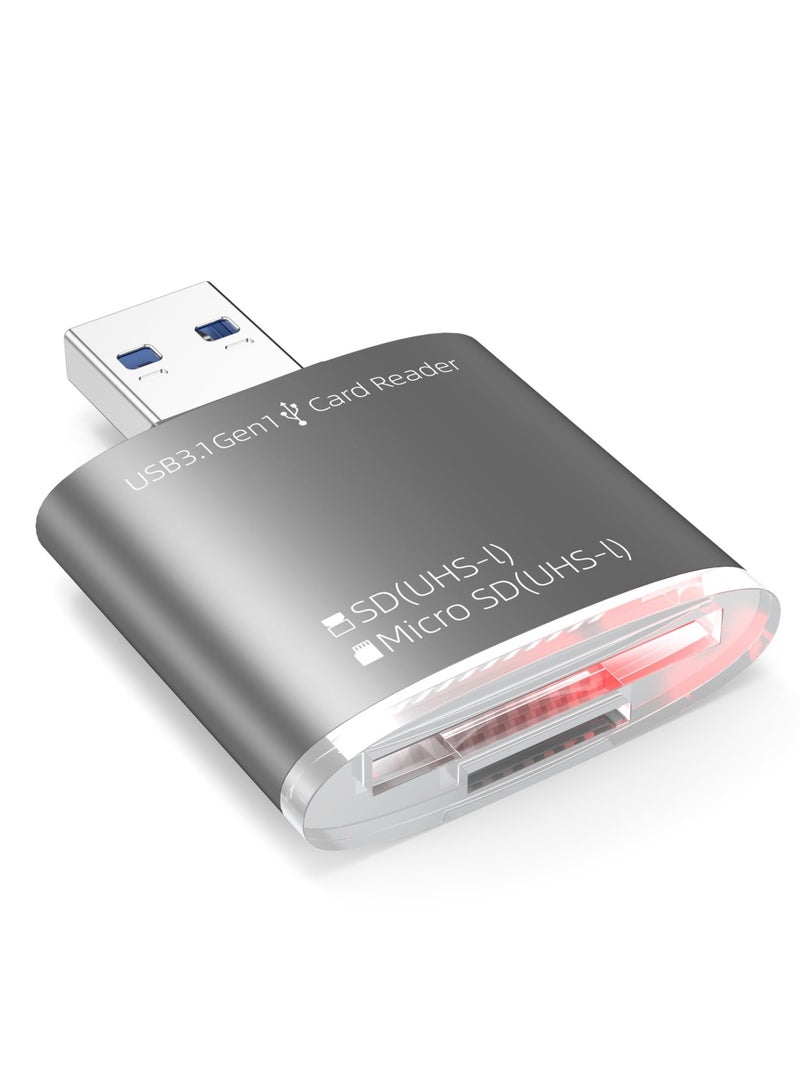KASTWAVE قارئات بطاقات SD، 2 في 1 قارئ بطاقة Micro SD USB A، محول بطاقة Micro SD TF 3.0 يدعم بطاقات SDHC SDXC MMC UHS-I لأجهزة Mac وPC والكمبيوتر المحمول وكاميرات Chrome - Image 1