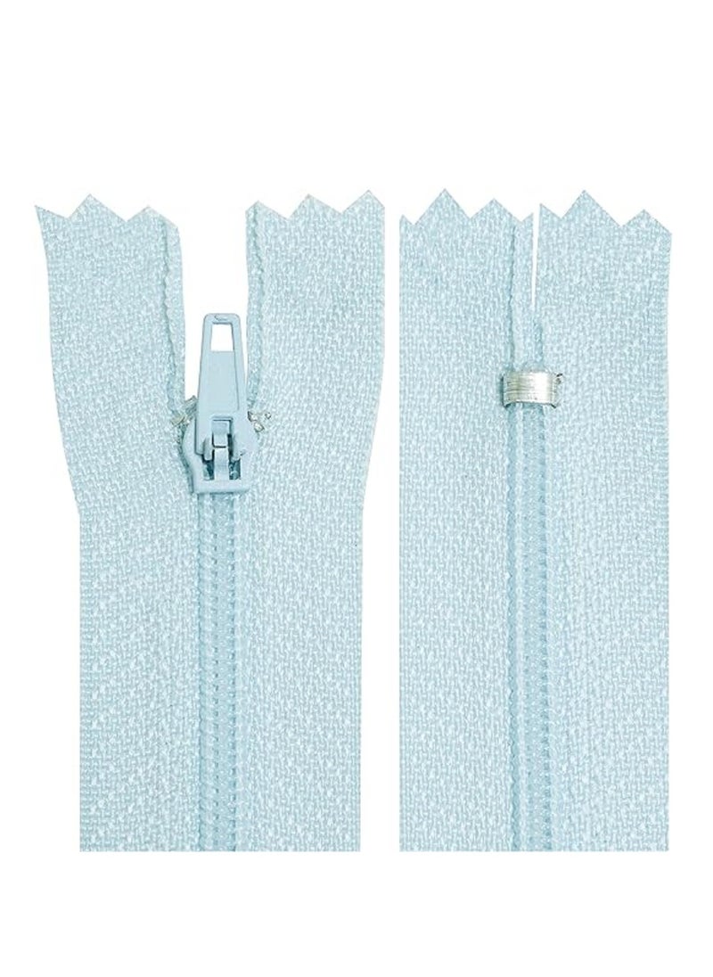 Generic Set of 10 spiral zippers non separable 50 cm nylon self locking metal slider sky blue color  - Image 1