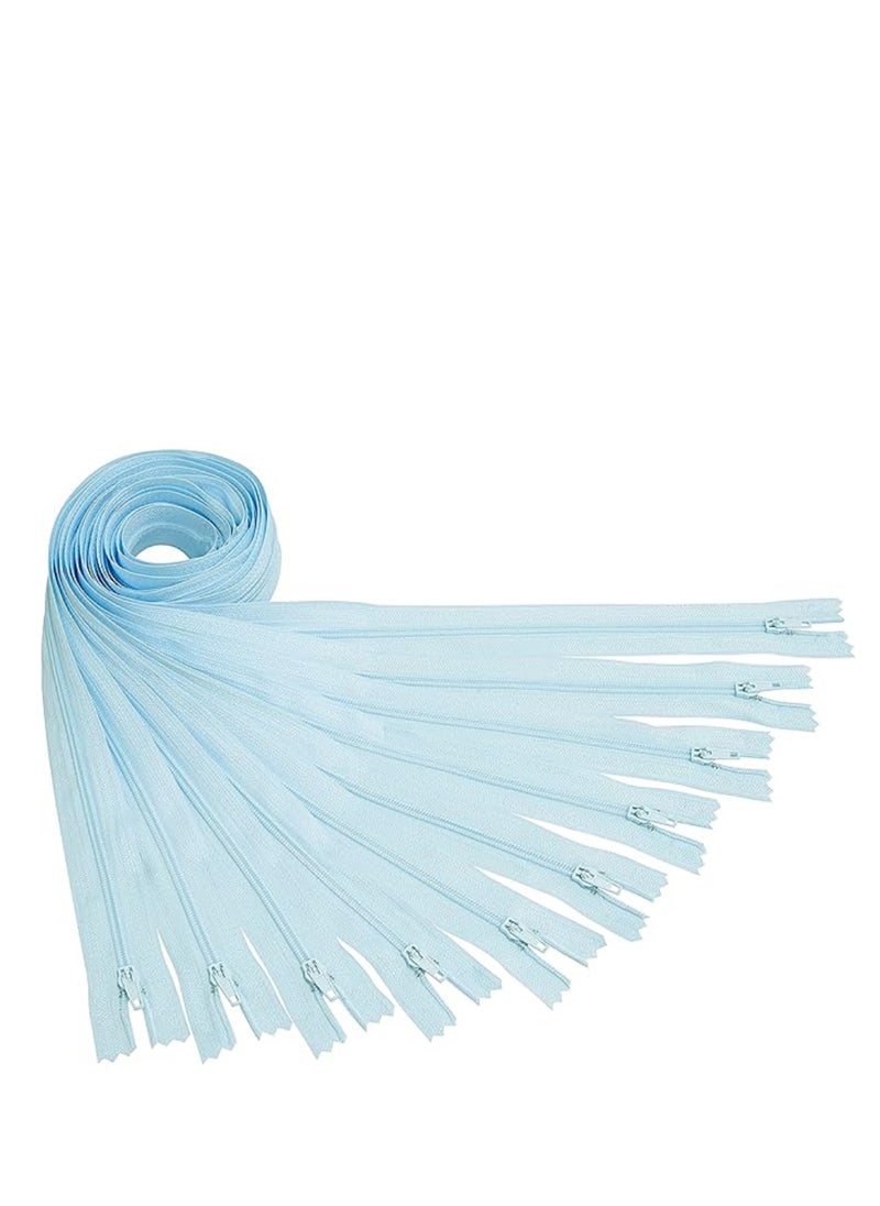 Generic Set of 10 spiral zippers non separable 50 cm nylon self locking metal slider sky blue color  - Image 2
