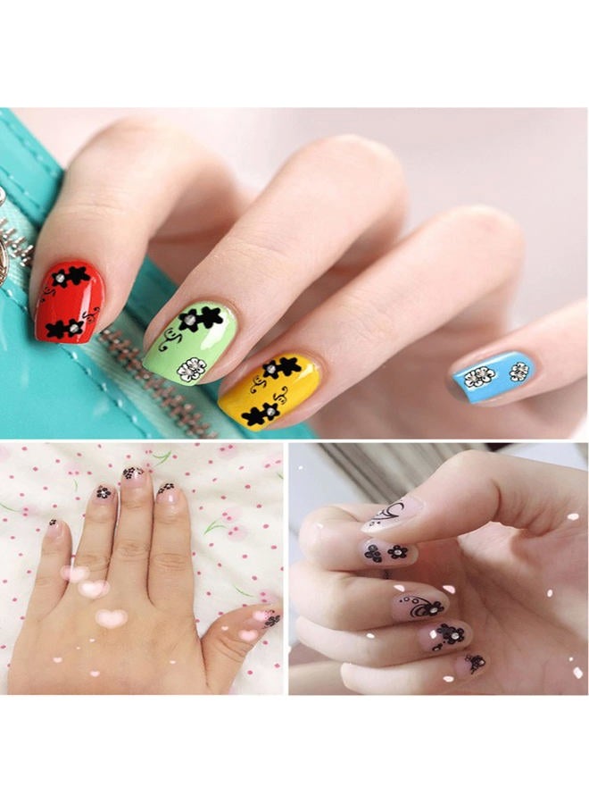 TBRZTR 30 Sheets Black Flowers Nail Art Stickers, 3D Self- Adhesive Nail Sticker Design, Holographic Small Floral Nail Art Decals Nail Supplies for Women Girls Manicure Charms Decoration Floral Nail Decal - Image 2