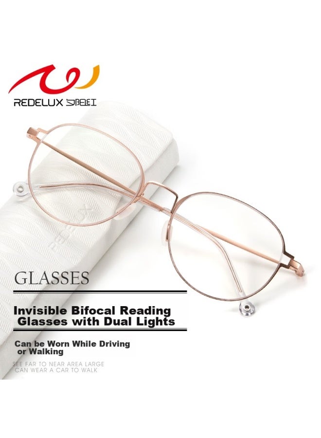 Sunset Red Reading Gl For Women, Bifocal Anti-blue Light Fashionable Invisible Dual-light High-definition Presbyopic Gl Ax5327 150 Degrees - Image 4