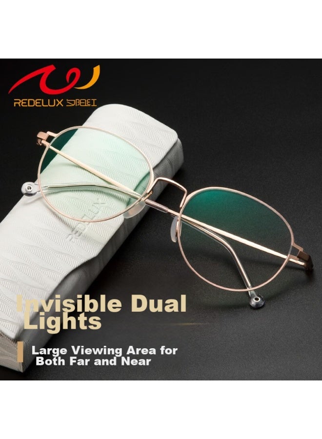 Sunset Red Reading Gl For Women, Bifocal Anti-blue Light Fashionable Invisible Dual-light High-definition Presbyopic Gl Ax5327 150 Degrees - Image 2