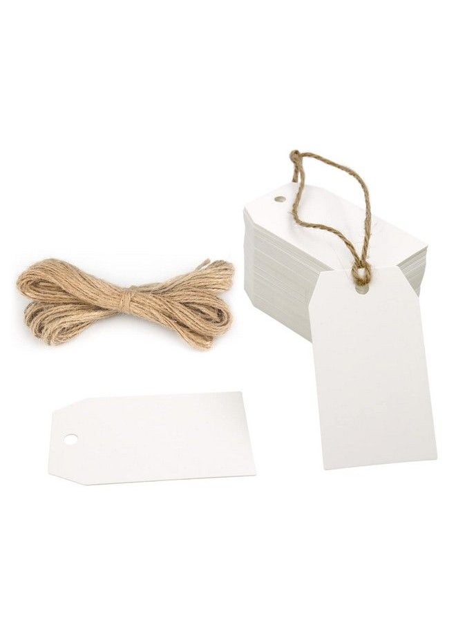g2plus 100Pcs Blank Gift Tags With String2.76''×1.57'' White Paper Tags Hanging Labels Product Tags Rectangle Present Tags For Craft Projects Xmas Gift Diy Project  - Image 1