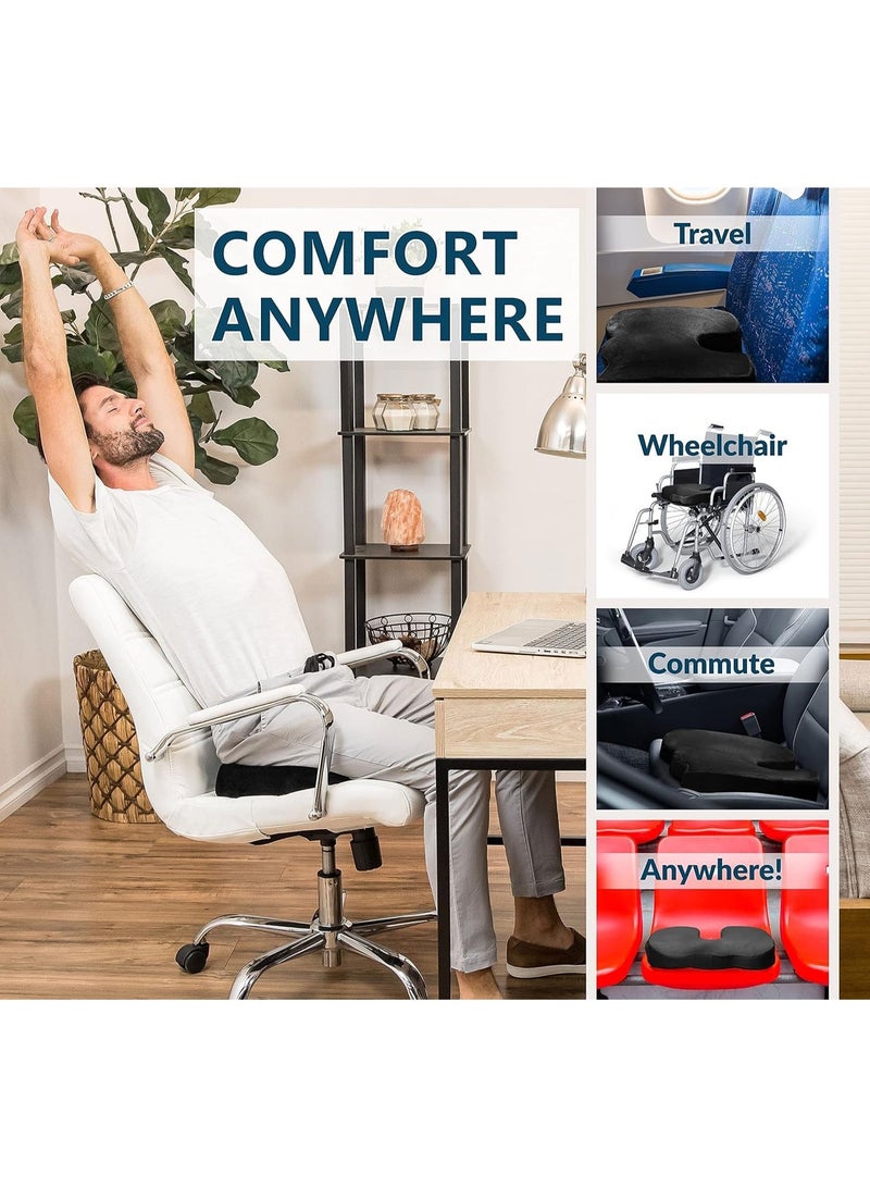 ZEESQUARE Orthopedic Gel Memory Foam Seat Cushion for Office Chair, Car & Wheelchair – Coccyx Tailbone Pain Relief Cushion, Cooling Gel Support Pillow for Sciatica, Lower Back & Hip Pressure Relief, Black - Image 3