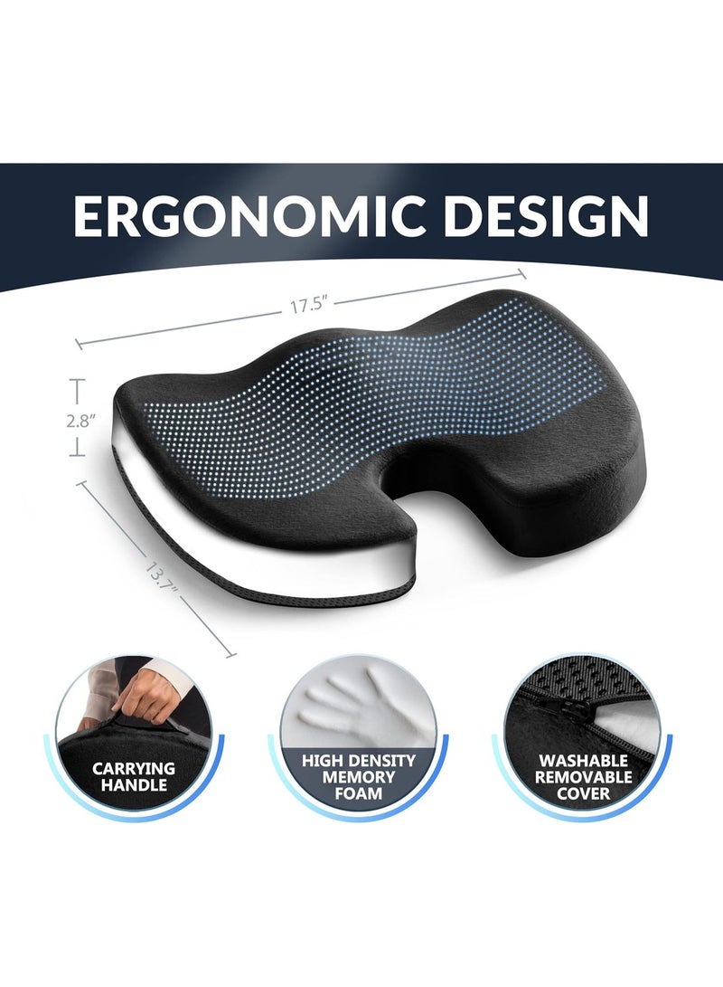 ZEESQUARE Orthopedic Gel Memory Foam Seat Cushion for Office Chair, Car & Wheelchair – Coccyx Tailbone Pain Relief Cushion, Cooling Gel Support Pillow for Sciatica, Lower Back & Hip Pressure Relief, Black - Image 5