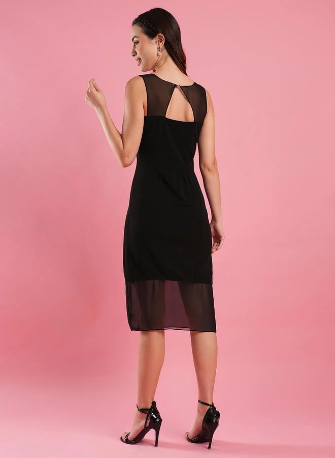 globus Sleeveless Sheer Panel Dress