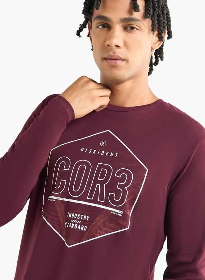 Splash FAV Printed Crew Neck T-shirt with Long Sleeves