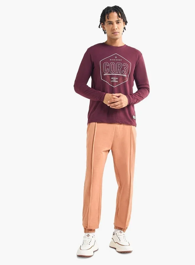 Splash FAV Printed Crew Neck T-shirt with Long Sleeves