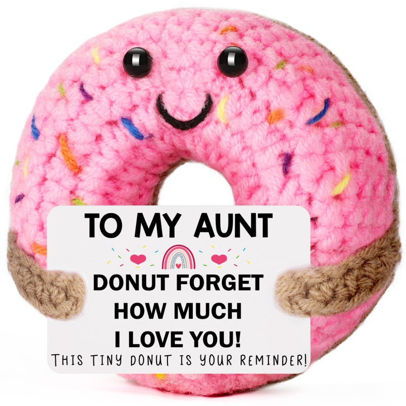BuiltFit Gifts for Aunt from Niece Valentines - to My Aunt, Valentine Valentines's Day Handmade Crochet Donut Cool Best Aunts Auntie Ever Gift from Nephew Birthday Mothers Day Ester Presents - Image 1