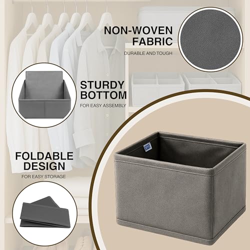 Skrill Non-Woven 6-Piece Foldable Clothing Storage Box Set | Cube Baskets, Bins & Dividers for Closet & Dresser Drawer Organization | Storage for Shirts, Pants, Underwear, Bras, Socks & More (Grey) - Image 5